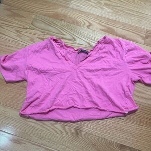Pink Zara cropped V neck